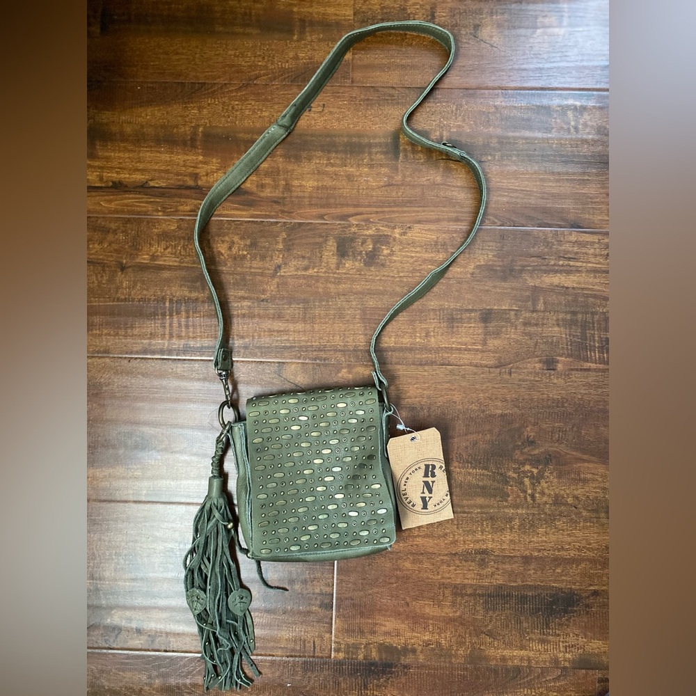 NWT RNY Revel New York Leather Nolita Crossbody Army Green Bag